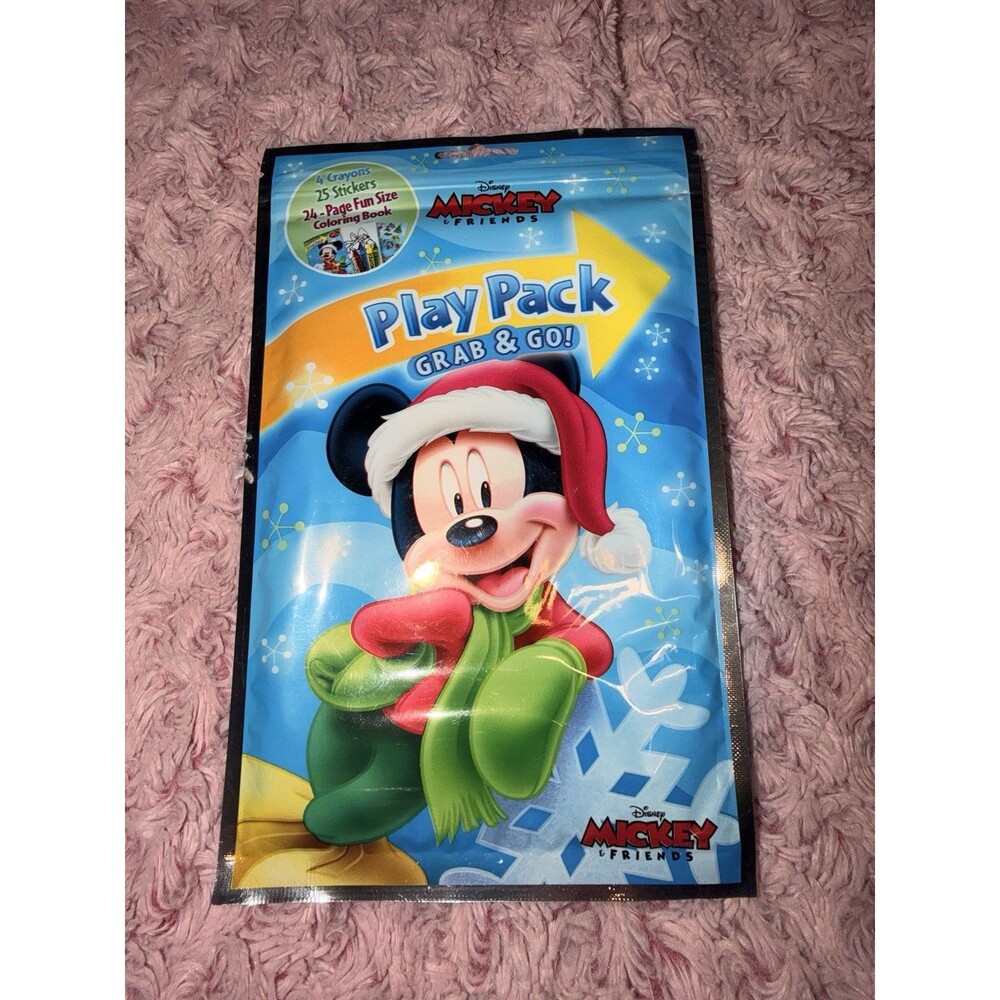 Disney Mickey Mouse Christmas Play Pack Activity Crayons Stickers Fun Blue